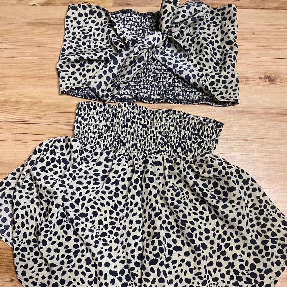 Leopard print two piece set